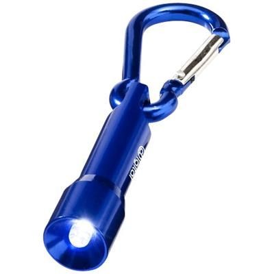 Branded Promotional LYRA LED KEYRING CHAIN LIGHT with Carabiner in Blue Torch From Concept Incentives.