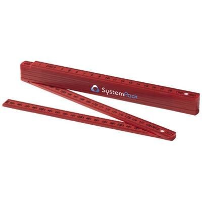 Branded Promotional MONTY 2 METRE FOLDING RULER in Red Ruler From Concept Incentives.