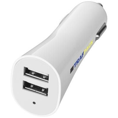 Branded Promotional POLE DUAL CAR ADAPTER in White Solid Charger From Concept Incentives.