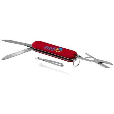 Branded Promotional OSCAR 5-FUNCTION POCKET KNIFE in Red Knife From Concept Incentives.