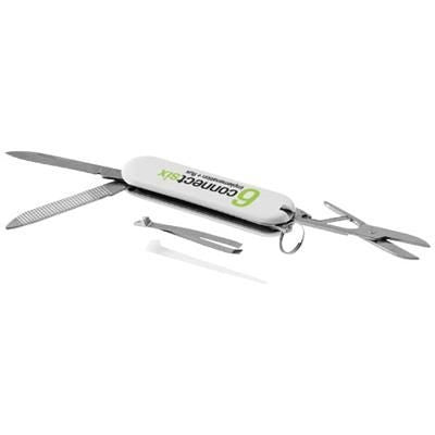 Branded Promotional OSCAR 5-FUNCTION POCKET KNIFE in White Solid Knife From Concept Incentives.