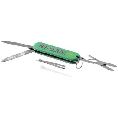 Branded Promotional OSCAR 5-FUNCTION POCKET KNIFE in Green Knife From Concept Incentives.