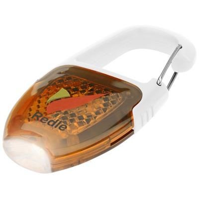 Branded Promotional REFLECT-OR LED KEYRING CHAIN LIGHT with Carabiner in White Solid-orange Torch From Concept Incentives.