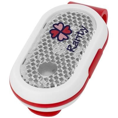 Branded Promotional KLIP REFLECTOR LIGHT in White Solid-red Reflector From Concept Incentives.