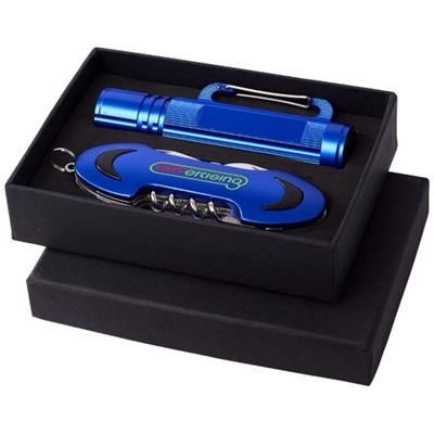 Branded Promotional RANGER POCKET KNIFE AND TORCH GIFT SET in Blue Knife From Concept Incentives.