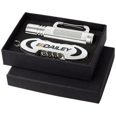 Branded Promotional RANGER POCKET KNIFE AND TORCH GIFT SET in Silver Knife From Concept Incentives.