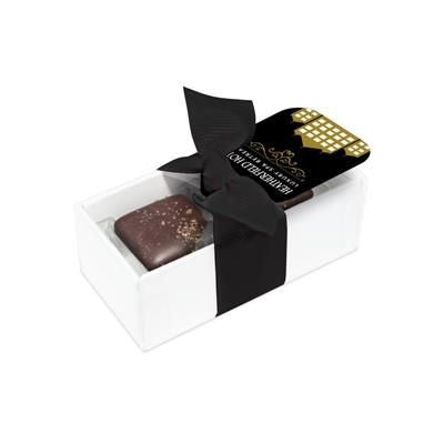 Branded Promotional 2 SEA SALT DARK CHOCOLATE CARAMELS in Presentation Box Chocolate From Concept Incentives.