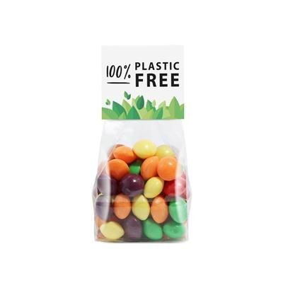 Branded Promotional ECO RANGE SMALL BLOCK BOTTOM BAG FILLED with Skittles Sweets From Concept Incentives.