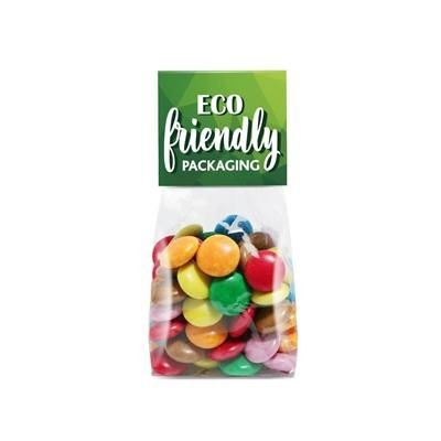 Branded Promotional ECO RANGE SMALL BLOCK BOTTOM BAG FILLED with Beanies Sweets From Concept Incentives.