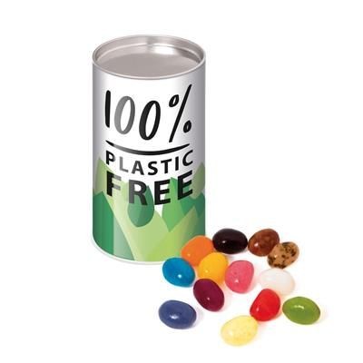 Branded Promotional ECO RANGE SMALL SNACK TUBE FILLED with Jelly Beans Factory Beans Sweets From Concept Incentives.