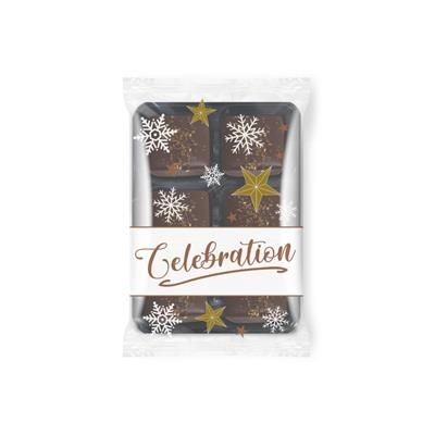 Branded Promotional FLOW WRAPPED TRAY FILLED with Dark Chocolate Salted Caramels Chocolate From Concept Incentives.