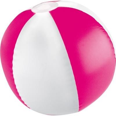 Branded Promotional KEY WEST BICOLOUR BEACH BALL in White & Pink Beach Ball From Concept Incentives.