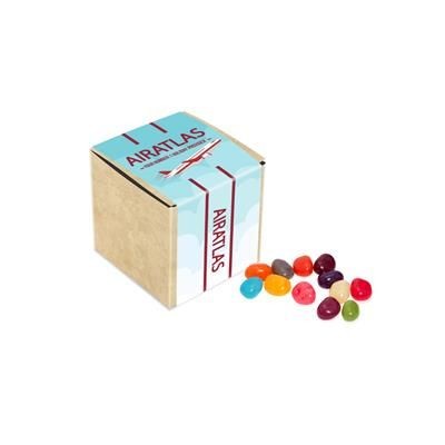 Branded Promotional ECO KRAFT CUBE with Jelly Beans Factory Beans Sweets From Concept Incentives.