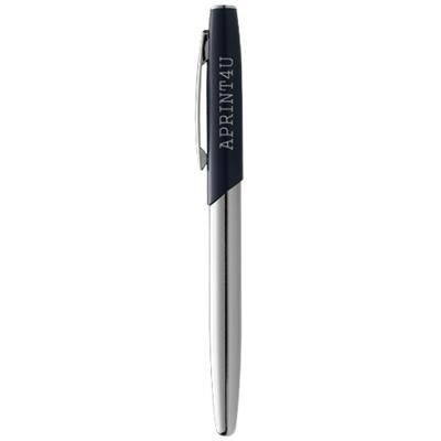 Branded Promotional GENEVA ROLLERBALL PEN in Silver-navy Pen From Concept Incentives.