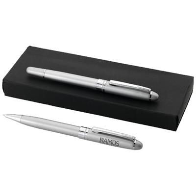 Branded Promotional BRISTOL WRITING SET in Silver Pen Set From Concept Incentives.