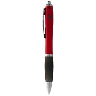 Branded Promotional NASH BALL PEN COLOUR BARREL AND BLACK GRIP in Red-black Solid Pen From Concept Incentives.