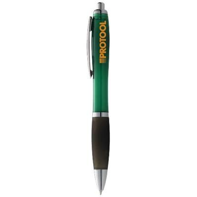 Branded Promotional NASH BALL PEN COLOUR BARREL AND BLACK GRIP in Green-black Solid Pen From Concept Incentives.