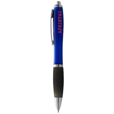 Branded Promotional NASH BALL PEN COLOUR BARREL AND BLACK GRIP in Blue-black Solid Pen From Concept Incentives.