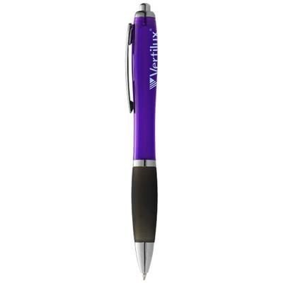 Branded Promotional NASH BALL PEN COLOUR BARREL AND BLACK GRIP in Purple Pen From Concept Incentives.