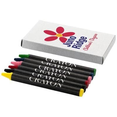 Branded Promotional AYO 6-PIECE COLOUR CRAYON SET in Grey Crayon From Concept Incentives.