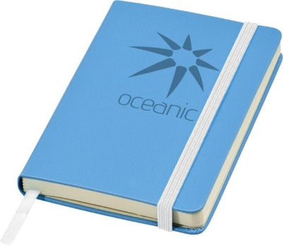 Branded Promotional CLASSIC A6 HARD COVER POCKET NOTE BOOK in Cyan Jotter From Concept Incentives.