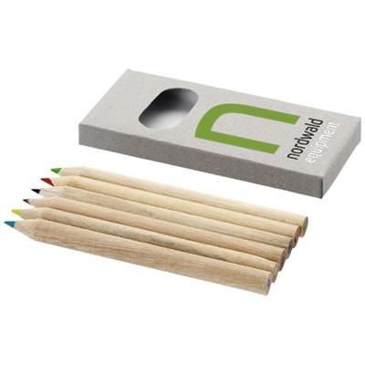 Branded Promotional AYOLA 6-PIECE COLOUR PENCIL SET in Brown Colouring Set From Concept Incentives.