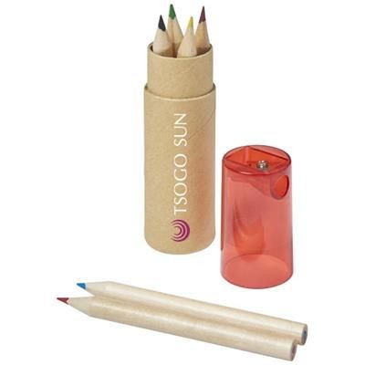 Branded Promotional KRAM 7-PIECE COLOUR PENCIL SET in Red Pencil From Concept Incentives.