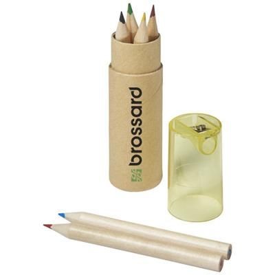 Branded Promotional KRAM 7-PIECE COLOUR PENCIL SET in Yellow Pencil From Concept Incentives.