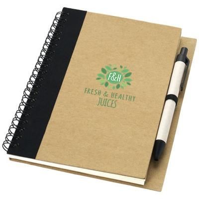Branded Promotional PRIESTLY RECYCLED NOTE BOOK with Pen in Natural and Red Notebook From Concept Incentives.