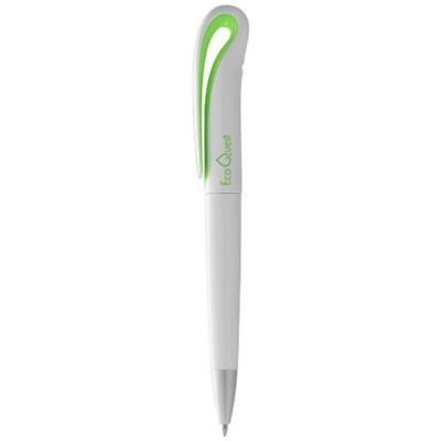 Branded Promotional SWANSEA BALL PEN in White Solid-green Pen From Concept Incentives.