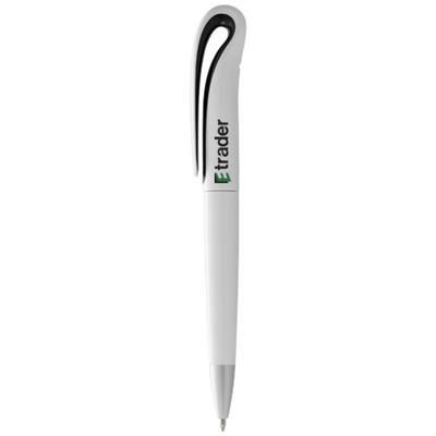 Branded Promotional SWANSEA BALL PEN in White Solid-black Solid Pen From Concept Incentives.