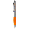 Branded Promotional NASH BALL PEN SILVER BARREL AND COLOUR GRIP in Silver-orange Pen From Concept Incentives.