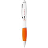 Branded Promotional NASH BALL PEN WHITE BARREL AND COLOUR GRIP in White Solid-orange Pen From Concept Incentives.