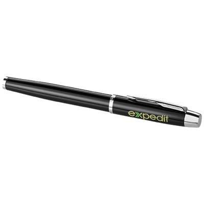 Branded Promotional IM ROLLERBALL PEN in Black Solid-silver Pen From Concept Incentives.