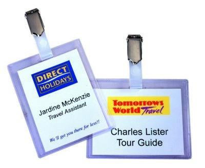 Branded Promotional HANGING CLIP BADGE in Clear Transparent Name Badge Holder From Concept Incentives.