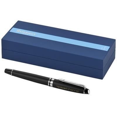 Branded Promotional EXPERT ROLLERBALL PEN in Black Solid-silver Pen From Concept Incentives.