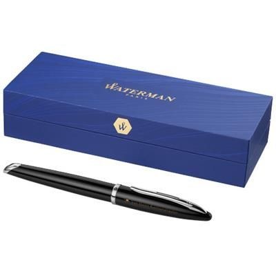 Branded Promotional CAR‚àö√†NE ROLLERBALL PEN in Black Solid Pen From Concept Incentives.