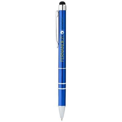 Branded Promotional CHARLESTON ALUMINIUM METAL STYLUS BALL PEN in Blue Pen From Concept Incentives.