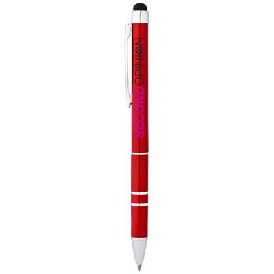 Branded Promotional CHARLESTON ALUMINIUM METAL STYLUS BALL PEN in Red Pen From Concept Incentives.