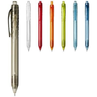 Branded Promotional VANCOUVER RECYCLED PET BALL PEN in Clear Transparent Black Pens & Pencils From Concept Incentives.