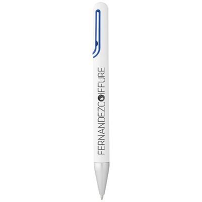 Branded Promotional NASSAU BALL PEN in White Solid-royal Blue Pen From Concept Incentives.