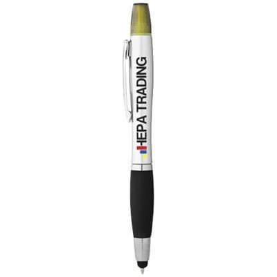 Branded Promotional NASH STYLUS BALL PEN AND HIGHLIGHTER in Silver-black Solid Pen From Concept Incentives.