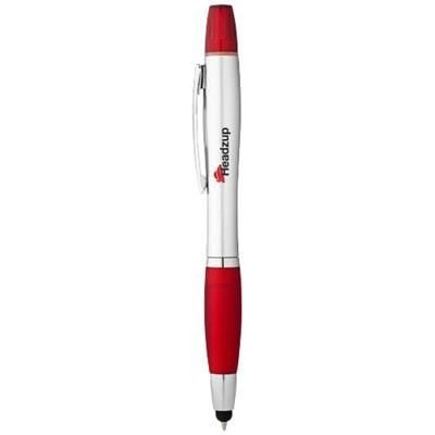 Branded Promotional NASH STYLUS BALL PEN AND HIGHLIGHTER in Silver-red Pen From Concept Incentives.