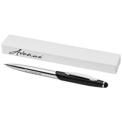 Branded Promotional GENEVA STYLUS BALL PEN in Black Solid-silver Pen From Concept Incentives.