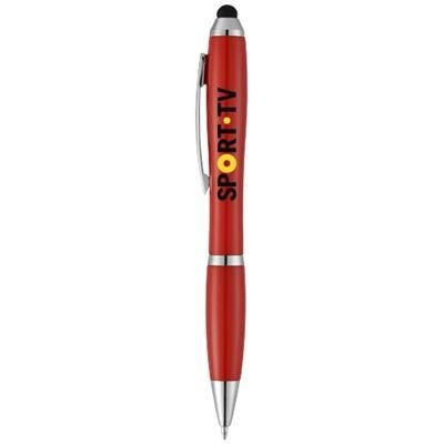 Branded Promotional NASH STYLUS BALL PEN with Colour Grip in Red Pen From Concept Incentives.