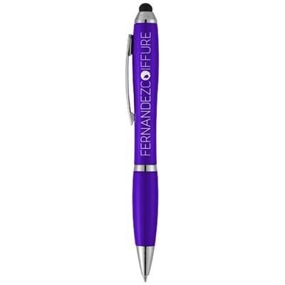 Branded Promotional NASH STYLUS BALL PEN with Colour Grip in Purple Pen From Concept Incentives.