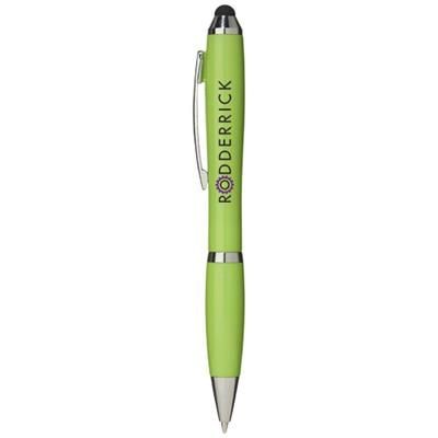 Branded Promotional NASH STYLUS BALL PEN with Colour Grip in Lime Pen From Concept Incentives.