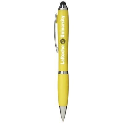 Branded Promotional NASH STYLUS BALL PEN with Colour Grip in Yellow Pen From Concept Incentives.