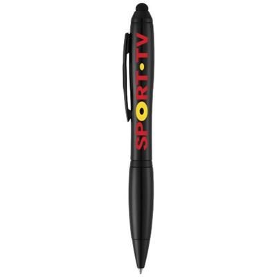 Branded Promotional NASH STYLUS BALL PEN with Colour Grip in Black Solid Pen From Concept Incentives.