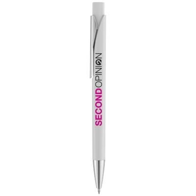 Branded Promotional PAVO BALL PEN with Squared Barrel in White Solid Pen From Concept Incentives.